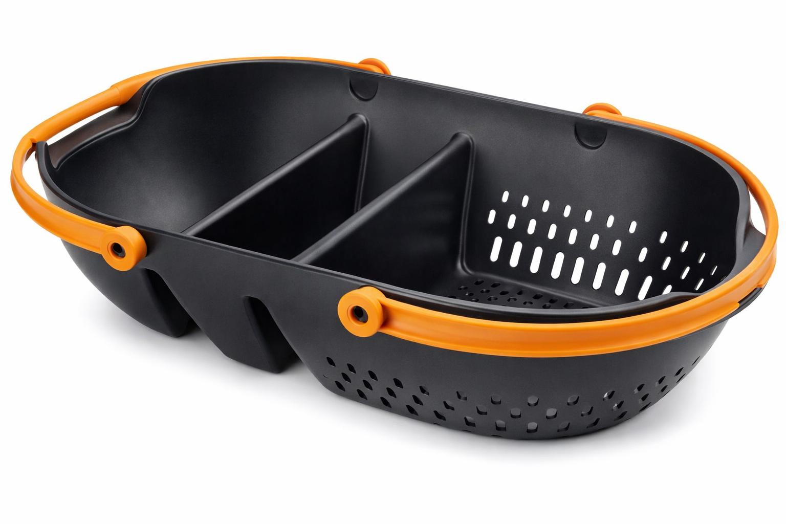 Fiskars Erntekorb, Zum Sammeln, Transportieren und Reinigen von Ernte und Erntewerkzeugen, Kunststoff, Schwarz/Orange, Plus, 1062831
