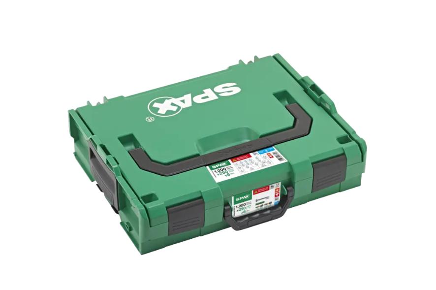 SPAX Elektriker Montagekoffer groß, T-STAR plus, 1.200 SPAX Halbrundkopf + 250 Dübel + 6 Bits in L-BOXX