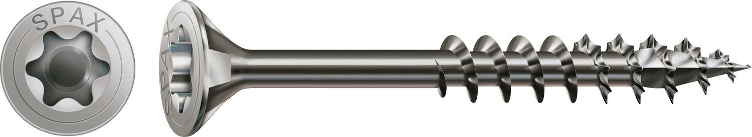 SPAX Universalschraube aus Edelstahl rostfrei A2, T-STAR plus, Senkkopf, Teilgewinde, 4CUT