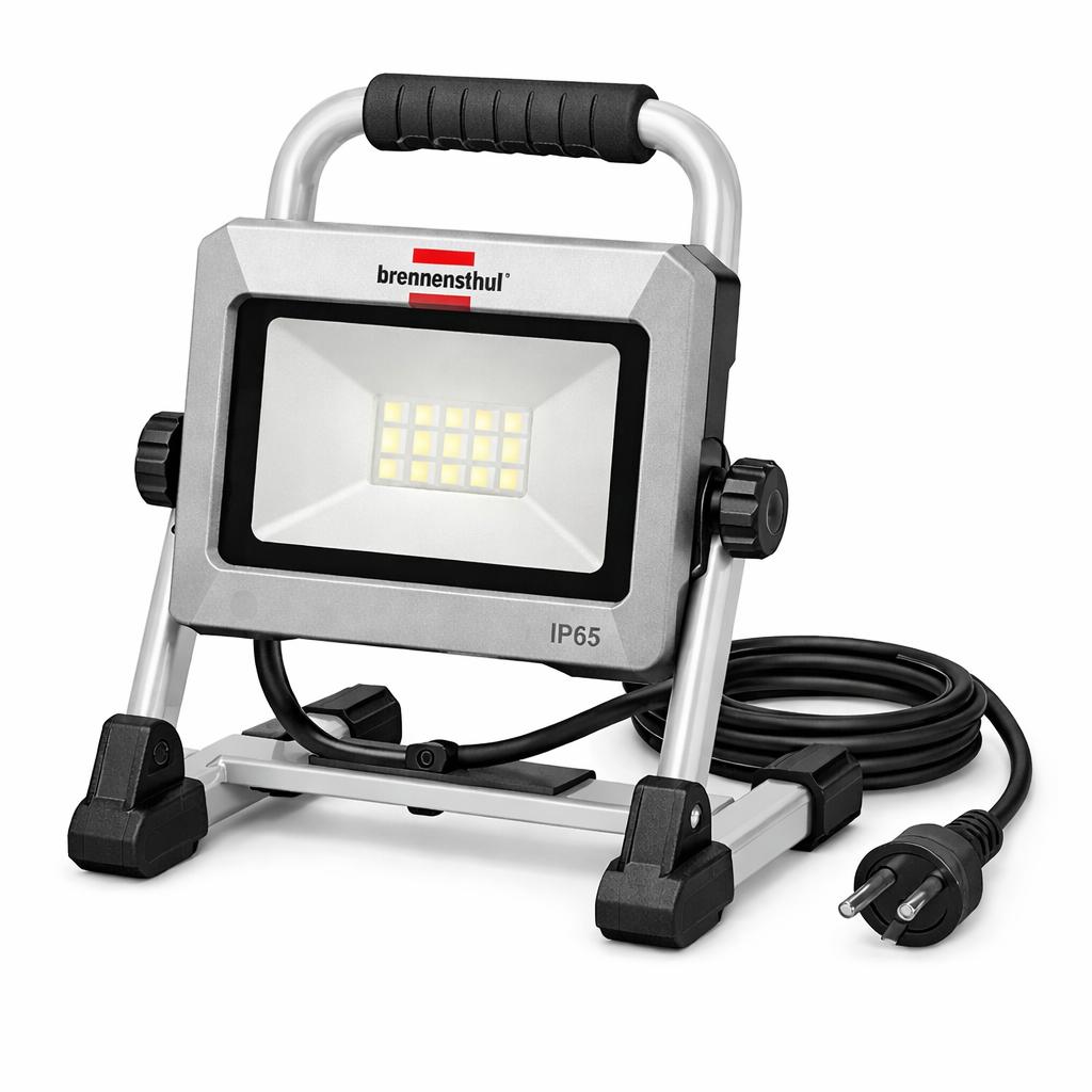 Brennenstuhl LED Baustrahler EL 2050 M (30W, 2700lm, 6500K, IP65, LED Arbeitsstrahler mit 1,5m Kabel, klappbares Gestell)