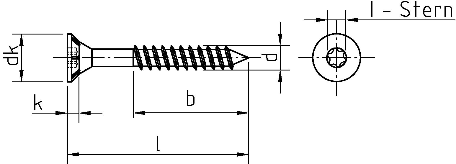 Dresselhaus, JD-79 Spanplattenschrauben mit, I-Stern, Senkkopf, Teilgewinde, und Fräsrippen unter dem Kopf