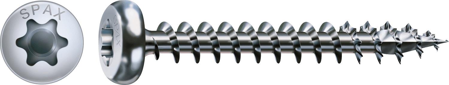 SPAX Universalschraube, T-STAR plus, Halbrundkopf, Vollgewinde, 4CUT, WIROX A3J, blank verzinkt